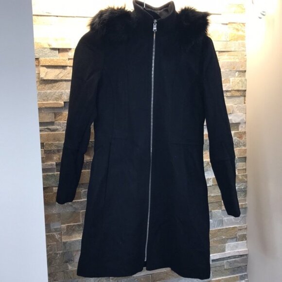 LONDON FOG COLLECTION Faux Fur-Trimmed Wool-Blend Jacket - Picture 3 of 8